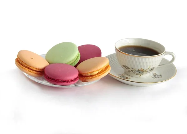 Чашка Ароматного Чая Кофе Вкусные Различные Печенье Закрыть — стоковое фото