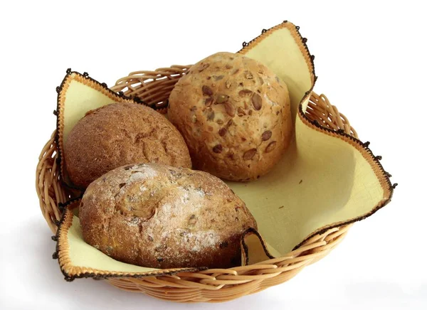 Bochenek Chleba Różne Bułki Jako Smaczne Pieczone Karmy Karierowe — Zdjęcie stockowe