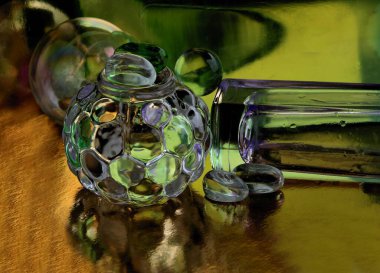 Soyut, durgun hayatın çeşitli unsurları...