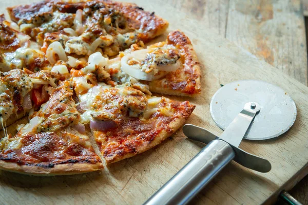 Närbild Pizza Hemlagad Stil Royaltyfria Stockbilder