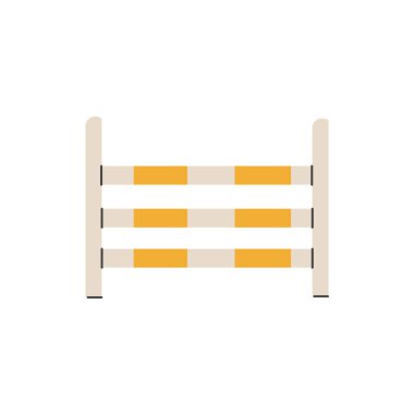 At atlama engeli. Binicilik gösterisi atlayışı. At sporları. At ahırları ekipmanı. Beyaz arkaplanda izole edilmiş vektör renkli düz el çizimi.