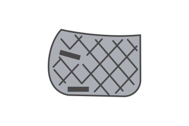 At Biniciliği Halısı Düz Renkli Simge. Atlı Koruma Aletleri ve Binicilik Moda. Beyaz Arkaplanda Dışardaki Etkinlikler İçin At Örtüsünün Vektör ResmiComment.