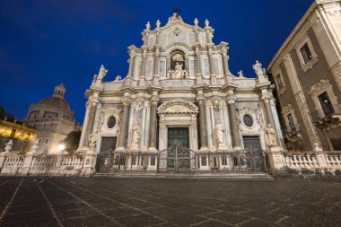 The Cattedrale di Sant'Agata in Piazza del Duomo in Catania at night