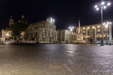 The Fontana dell'Elefante in Piazza del Duomo in Catania at night