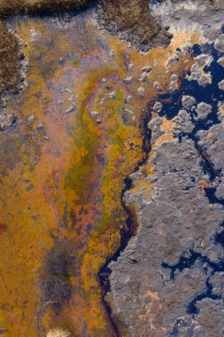 Abstract aerial landscape of an old lake with reflections