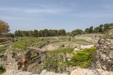 The ruins of the Anfiteatro Romano in Syracuse, Sicily