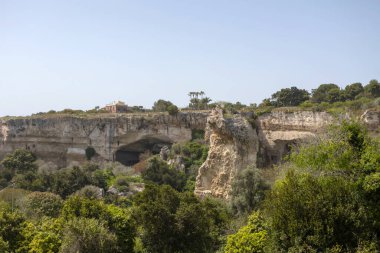 Panroamic view of the Latomia del Paradiso in Syracuse, Sicily