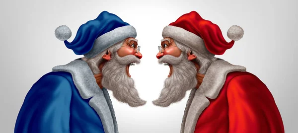Dovolená Konflikt Santa Claus Rozporu Jiným Santaclaus Jako Vánoční Čas — Stock fotografie