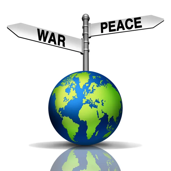 Guerra Global Paz Como Conflito Diplomacia Com Mundo Sinais Rua — Fotografia de Stock