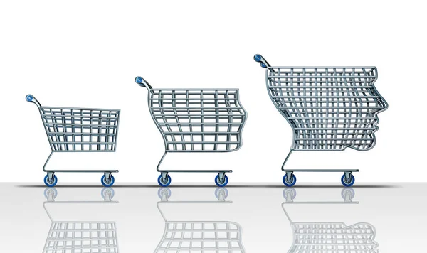 Sviluppo Del Cliente Concetto Retail Shopper Come Carrello Che Evolve — Foto Stock