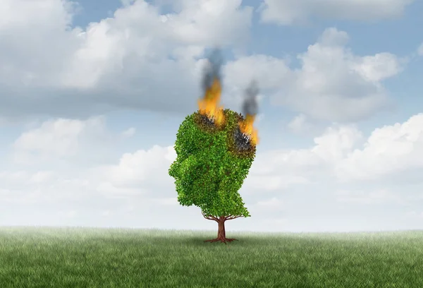 Alzheimer Disease Awareness Dementia Illness Mental Health Concept Burning Tree — Stock Photo, Image