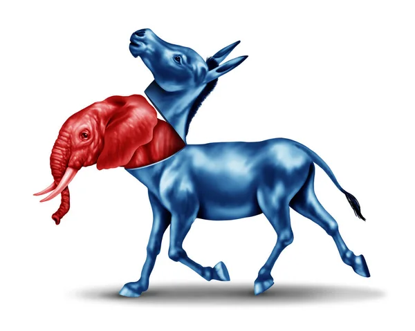 Fake Progressive Closet Liberal Red Elephant Pretending Masquerading Blue Donkey — Fotografia de Stock