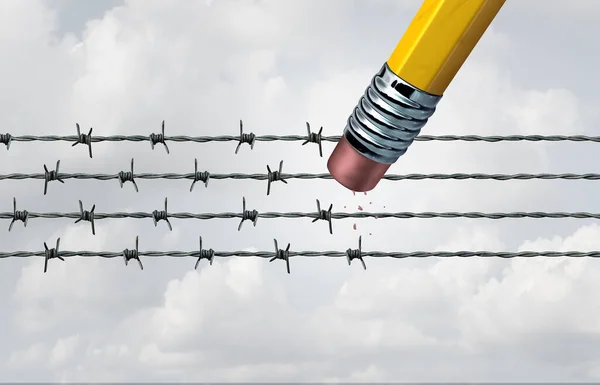 Eliminating Oppression Fighting Oppressed Liberation Pencil Eraser Erasing Barbed Wires — Stock Photo, Image