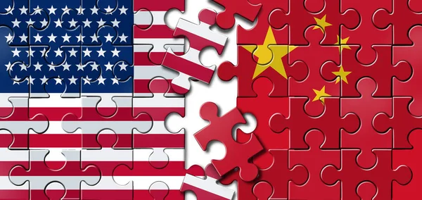 Chinese American Challenges China United States Dispute Economic Puzzle Geopolitical — Stock Photo, Image