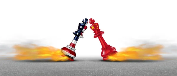 China United States Dispute Conflict Trade War American Chinese Chess — Stock Photo, Image