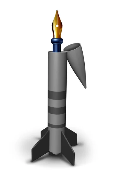 War Peace Diplomacy Concept Missile Bomb Pen Metaphor Negotiating Dialogue — Stock Photo, Image