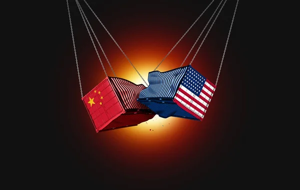 Chine États Unis Conflit Guerre Commerciale Avec Les Conteneurs Fret — Photo