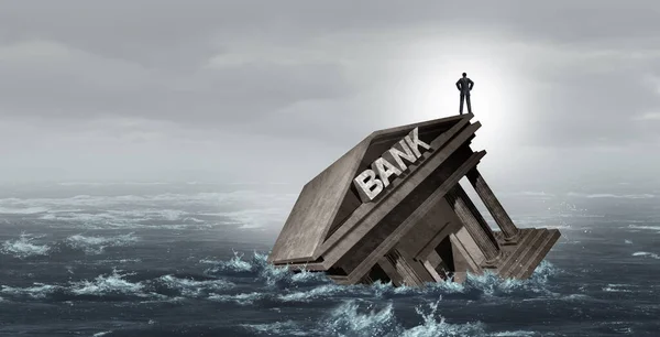 Bankrott Und Bankenkrise Oder Banken Die Schulden Ertrinken Mit Finanzieller — Stockfoto