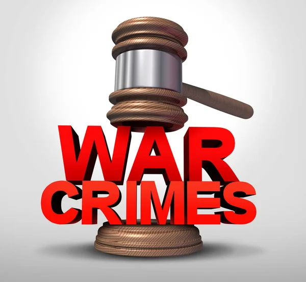 stock image War Crimes and international criminal court concept as global laws of war  and criminal treatment of prisoners or inhumane actions during wars as a 3D illustration.