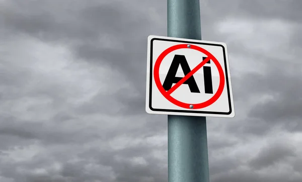 Förbud Koncept Stoppa Eller Förbjuda Artificiell Intelligens Som Machine Learning — Stockfoto