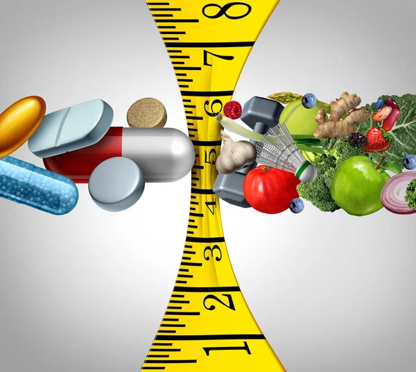 Gewichtsverlies Uitdaging Als Obesitas Recept Medicijn Farmaceutische Dieetpillen Het Eten — Stockfoto