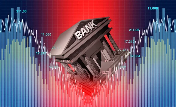 全球银行违约和银行危机 或银行债台高筑 金融不稳定或破产概念是一个紧迫的业务和全球市场问题的三维例证 — 图库照片