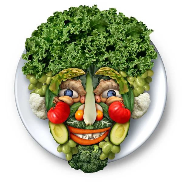 Kepala Patung Makanan Sebagai Seni Vegan Atau Seni Sayur Yang — Stok Foto