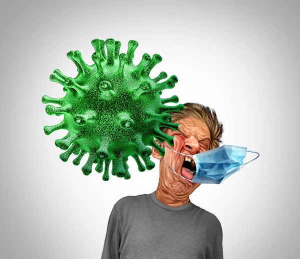新病毒的爆发以一种带有3D图解的高头牛或眼镜蛇感染的强烈痛性流感病毒的方式袭击患者 — 图库照片