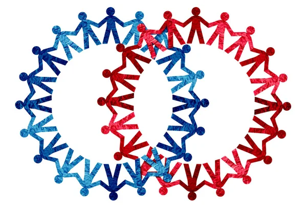United People Two Groups Connected Bipartisan Concept Diversity Crowd Cooperation — Stock Photo, Image