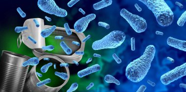 Botulism Bacteria food contamination as a severe illness caused by Clostridium botulinum bacteria producing paralytic toxins that lead to muscle weakness and paralysis as a 3D illustration. clipart