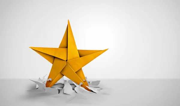 Star Winner Paper Sculpture Success Symbol Gold Winning First Place — Stock Photo, Image