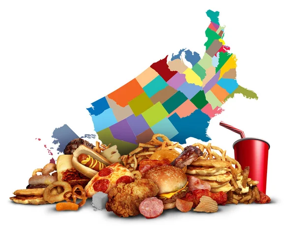 Fetma Amerika Som Hälsokris Usa Som Amerikaner Äter Skräpmat Och — Stockfoto