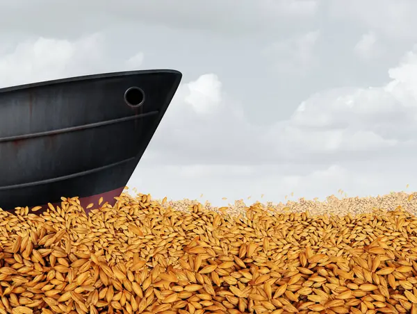 Wheat Exports and exporting grain markets as a symbol of Global food Supply exported by ship.