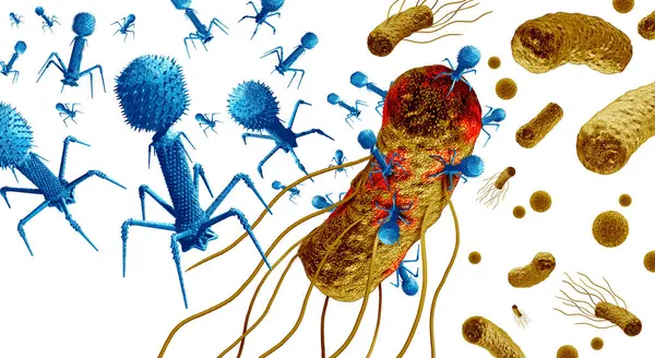 Fagi Batteriofagi Attaccano Batteri Come Virus Che Infetta Batteri Come — Foto Stock