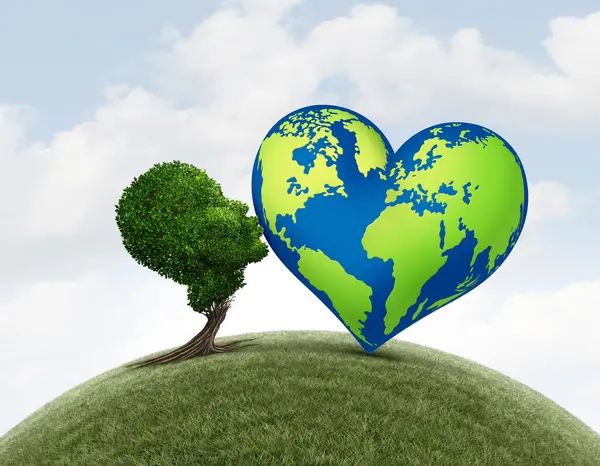 Planet Earth Tree Hug Sustainability Conservation Symbol Eco Friendly Appreciation — Stock Photo, Image