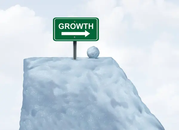 Business Advice Concept and Growth potential Snowball principal as a success Metaphor for growing a size of a business