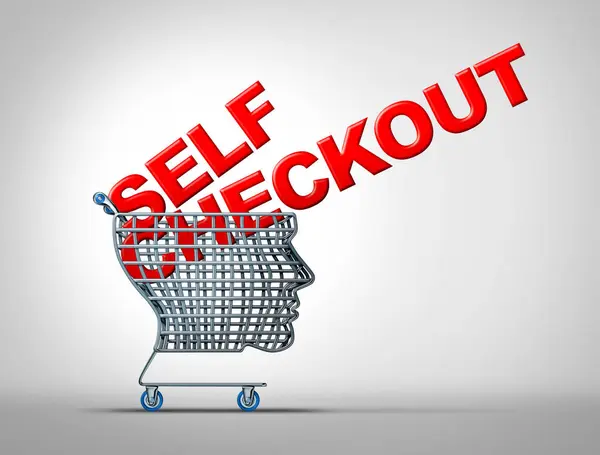Self Checkout Come Concetto Acquirente Dettaglio Simbolo Autonomo Tecnologia Cassiere — Foto Stock