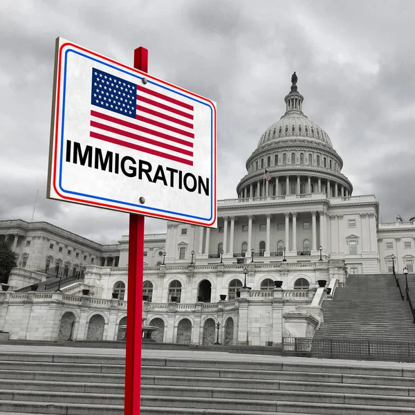 Einwanderung Der Regierung Und Amerikanische Einwanderer Oder Flüchtlingskrise Der Grenze — Stockfoto