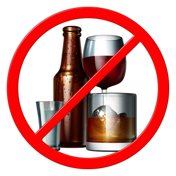 Abstain Alcohol Free Drinking Staying Sober Alcoholic Rehab Concept Ban — Stock Photo, Image