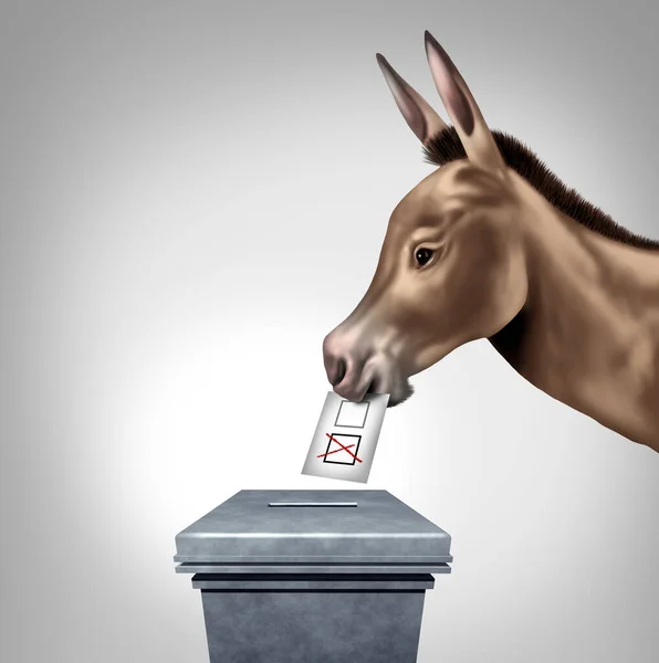 Left Wing Progressive Vote Donkey Casting Vote Ballot Box Representing — Stock Photo, Image