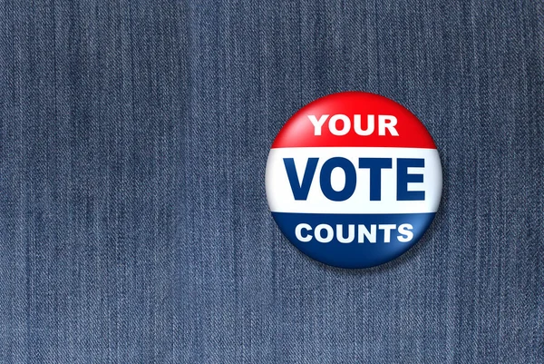 作为民主和美国选举和美国选举的象征的投票别针 或作为红白蓝相间的竞选宣传标志的英国选举 — 图库照片