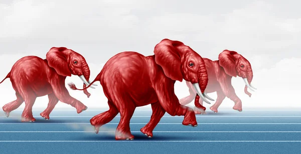 Republican Political Race Concept Elephants Symbol Running Head Head Contest — Stock Photo, Image
