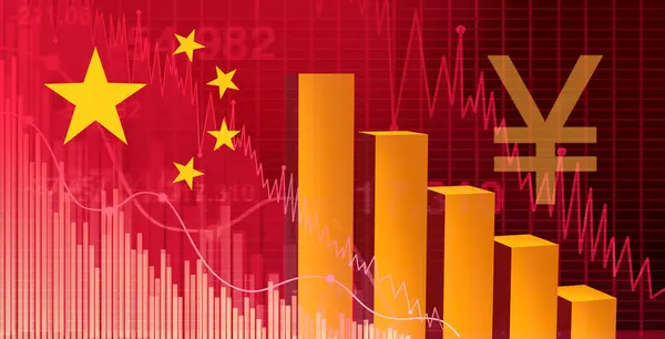 Déclin Économique Chine Les Prévisions Financières Marché Boursier Pékin Comme — Photo