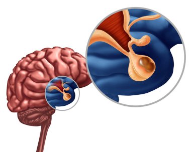 Pituitary Adenoma Benign Tumor as a noncancerous growth diagnosis on the Gland or Hypothalamus or hypophysis cerebri concept as part of the human anatomy. clipart