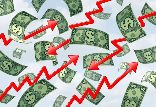 Pénzügyi Trendek Koncepció Pénzügy Vagy Gazdasági Szimbólum Mint Infláció Deflációja Jogdíjmentes Stock Képek