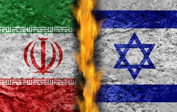 Конфлікт Ірану Ізраїлю Геополітична Війна Криза Між Іранським Ізраїльським Народом Стокова Картинка