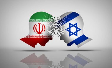 Iran Israel War and Iranian Israeli conflict as a Military Crisis with armed confrontation or Israeli Iranians proxy wars with persian gulf and middle east. clipart