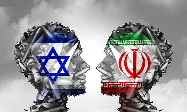 Ірансько Ізраїльський Ракетний Конфлікт Концепція Середньо Східної Кризи Ірану Проблема Ліцензійні Стокові Фото