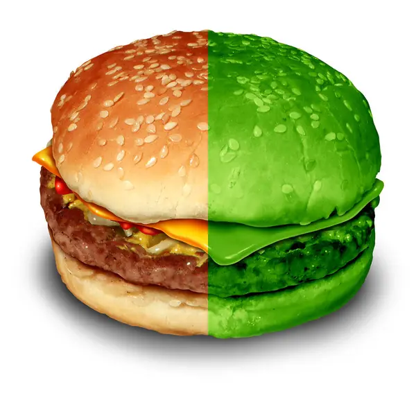 作为素食主义者的生活方式选择的植物性肉类替代品和肉类选择以及作为Pbma食品科学的心血管健康饮食消费 免版税图库照片