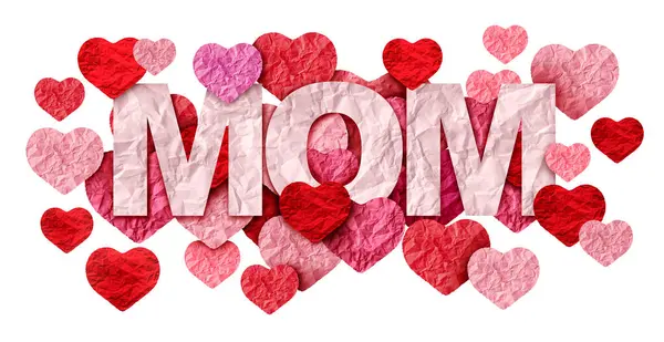 Поздравление Празднование Дня Матери Семьи Материнства Любви Маме Сердечками Бумаги Стоковое Фото